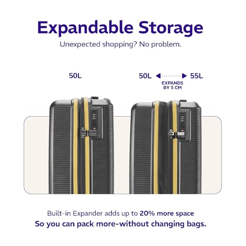 Image of Provogue Primea Small Cabin Trolley Bag, 55 cm, 20 inch Polycarbonate Hard Luggage Suitcase with Anti-Theft Zipper, TSA Lock, Built-in Expander, Built-in Wet Pouch, 8 Wheels, 3 Years Warranty, Grey