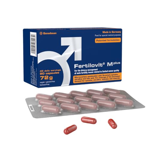 Fertilovit M Plus | Fertilidad y Formación de Espermatozoides | Vitaminas para la Concepción Masculina | Clínicamente Probado, Patentado para la Fertilidad | 90 Cápsulas