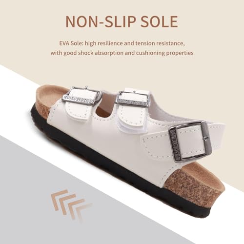 Image of Kid Sandals Boys Girls Comfort Cork Footbed Summer Slides Sandals Toddler Adjustable Buckle Slip-On Sandal Open Toes Casual Flat for Little Kid /Big Kid