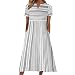 Abito Stampato da Abito per Donna Moda Casual con Scollo a V Manica Corta con Stampa a Righe Abito a Fascia con Pacchetto Abito Lungo Casual Lungo