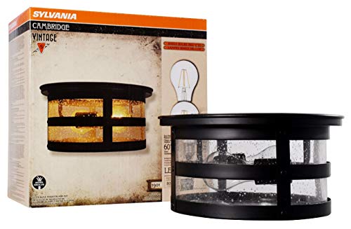 SYLVANIA Vintage Cambridge Triple Ring Drum Light, Black / Oil Rubbed Bronze Flush Mount - 100W with Two A19 Soft White Dimmable LED Bulbs Included