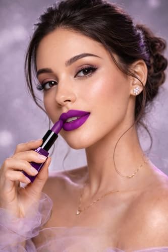 Image of Grace Heaven Matte Lipstick, Long Lasting, Smudge-Proof, Lightweight Formula, Bullet Lipstick (Purple)