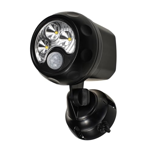 J.LUMI YCB2050 Battery Operated Motion Lights Outdoor LED Motion Spotlight 5000K Daylight White IP65 Waterproof Wireless Security Light Uses 4 D-Cell Batteries (Not Included) Black