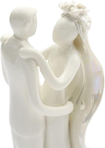 Miniatura 6 de OnePlace Gifts A Love Promise - Decoración para tartas de novia, novio, boda, pareja, compromiso, aniversario, porcelana blanca perla, 6.3 pulgadas