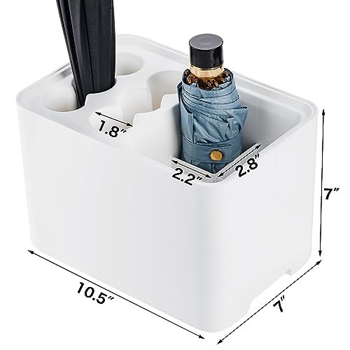 Elsjoy White Umbrella Holder, Entryway Stand With Removable Drip Tray, Small Organizer Rack for Long & Folding Umbrellas, Parasols - Stores 10 - Cosy Home Interiors Elsjoy White Umbrella Holder, Entryway Stand With Removable Drip Tray, Small Organizer Rack for Long & Folding Umbrellas, Parasols - Stores 10 - Image 2