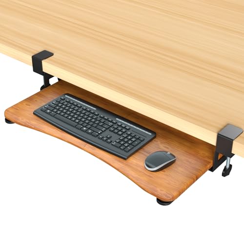 suptek Keyboard Tray Under Desk Pull Out with C Clamp Mount, Computer Keyboard & Mouse Tray, 25.6...