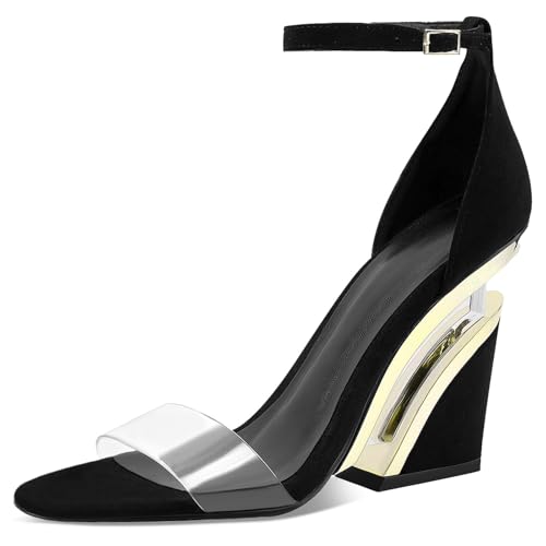 Women Fashion Wedges Sandals Summer Peep Toe Buckle Strap Party High Heel Black 36