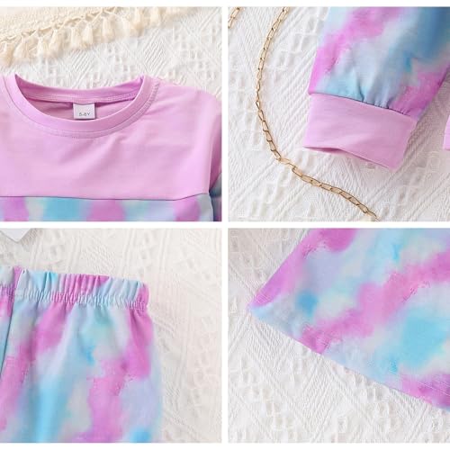 Image of OLMRJKD Girls 2 Piece Outfits Long Sleeve Letter Printed Sweatshirt & Flared Pants Fall Clothing Set Size 7-14 Years