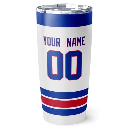 Image of ANTKING New York R Tumbler 20oz Custom Name Number Travel Mug Gifts | Stainless Steel Insulated Coffee Cup for Men Women