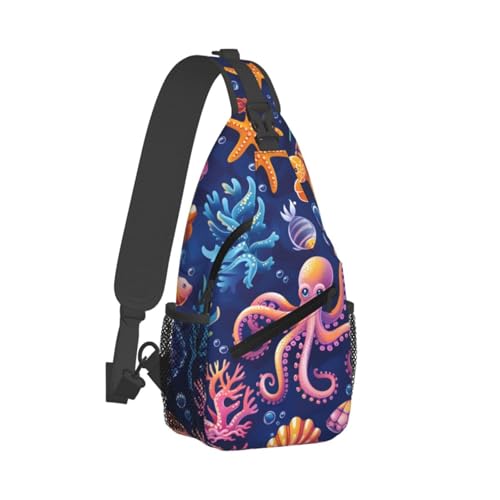 Bolso bandolera con patrón de tortuga y pulpo para mujer y hombre miniatura 2