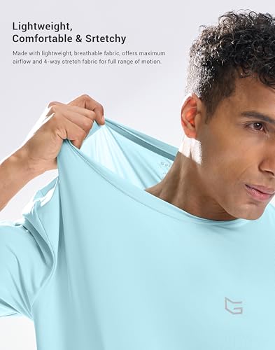 Image of G Gradual Men's Sun Protection Swim Shirt UPF 50+ Rash Guard Short Sleeve Quick Dry Water Hiking Workout Shirts for Men