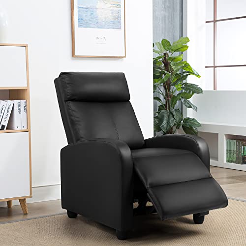 Jummico Recliner Chair Recliner Sofa Chair Padded Seat Pu Leather Adjustable Reclining Chairs Home Theater Single Modern Living Room Recliners With Thick Seat Cushion And Backrest (Black) #TOP5