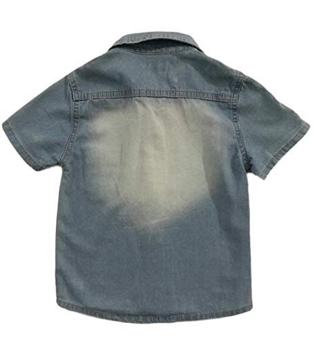 Camisa Jeans Infantil Menino Manga Curta Com Gola Estampada (4)