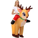XYJKIDSES Inflatable Reindeer Costume for Adults - Blow Up Elk Deer Halloween & Christmas Costume for Women & Men Cosplay