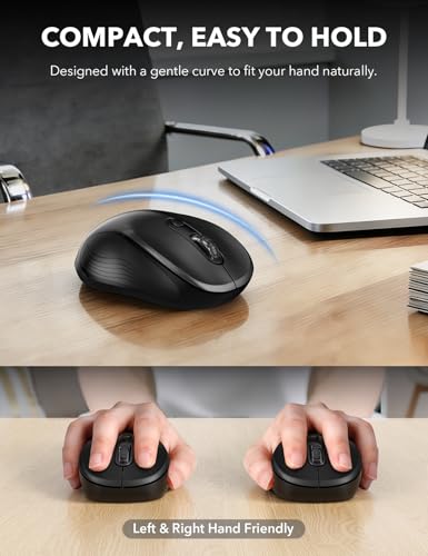Image of Trueque Wireless Mouse for Laptop, Ergonomic 6-Button Mouse, Black | 2.4GHz USB receiver, back /forward buttons, 3 adjustable DPI levels, silent clicks, USB-C adapter, Windows /Mac /Chrome OS /Linux
