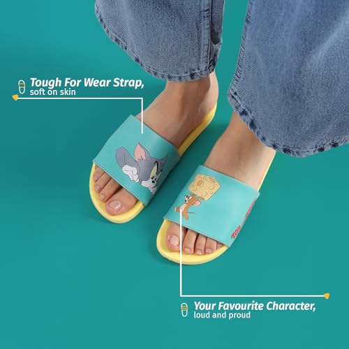 Image of YOHO Sliders for Women | Comfortable and Lightweight Slides | WB Cartoon & Comic Characters: Tom & Jerry, Big Bang Theory, Friends, Games of thrones and Wonder Woman Footwear for Girls