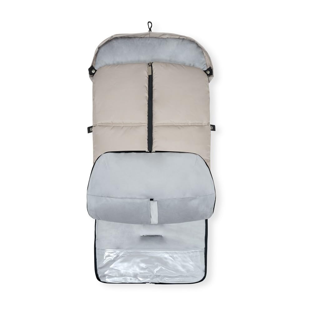 Danielstore Saco silla paseo modelo beige liso| 90x44cm, impermeable, 100% poliéster, interior polar | Cremallera doble, antideslizante, lavable | Abrigo adaptable para bebé
