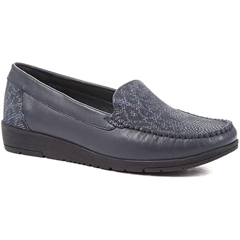 Pavers Ladies Moccasin Shoe in Wider D/E fit from These Womens Moccasin Shoes Feature Comfort Ideal for Casual wear | NAP36005 | 323 055 - Navy Multi Size 6 UK Cover