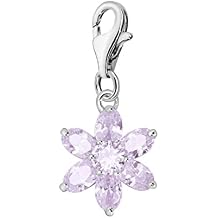 Quiges Crystal White Pear Cubic Zirconia Flower Clip On Charm Pendant Silver Plated Womens Jewellery