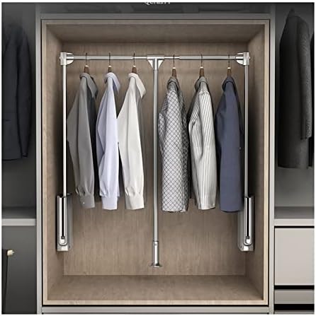Adjustable Heavy-Duty Pull Down Closet Rail - Aluminum Hanging Rod System, 30kg Capacity, 564-1210mm, Ideal Space-Saving Storage Solution, Easy Installation Organizer
