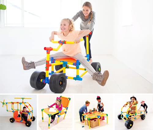 Tubelox Deluxe Building Set - The Ultimate Kids STEM Toy Set - Create Anything - Supports Kids Weight for Endless Possibilities | 220 Piece Set