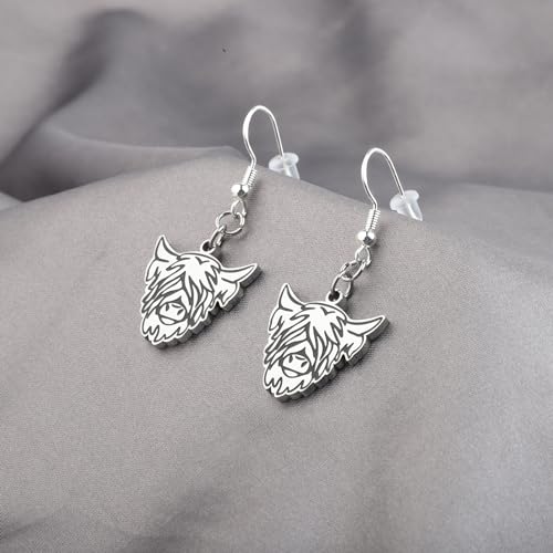Image of CENWA Stainless Steel Highland Cow Earrings Highland Cow Jewelry Animal Jewellery Gift for Her (Highland Cow Earrings)