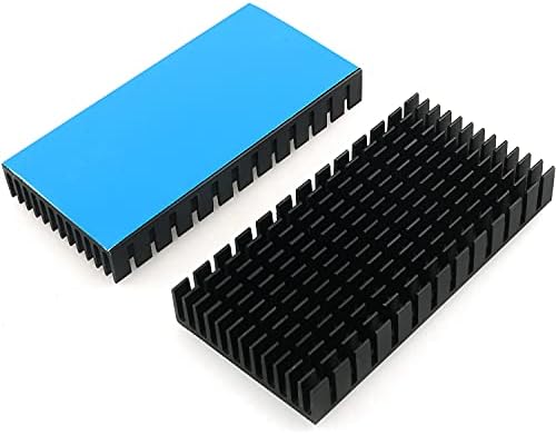 ZZHXSM 2Pcs 80mm Heatsink 80 x 40 x 11mm Black Aluminum Heat Sink Radiator Cooler with Thermal Conductive Adhesive Tape Cooling Fin for Cooler Electronics CPU Led