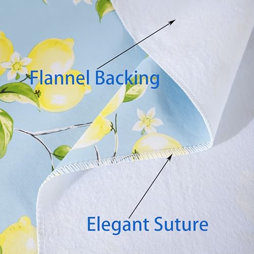 Image of Walrus Heavy Duty Vinyl Tablecloth with Flannel Backing Waterproof Oil-Proof Plastic Table Cloth Stain-Resistant Wipeable Rectangle or Square Table Cover for Indoor and Outdoor (Lemon, 60x84 Inch)