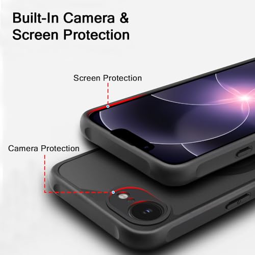 Image of TheGiftKart for iPhone 16e / iPhone 17e Case, Matte Frosted Hard Back Cover Compatible with MagSafe, Hybrid Shockproof Case with Camera & Screen Protection (PC & TPU, Translucent Black)