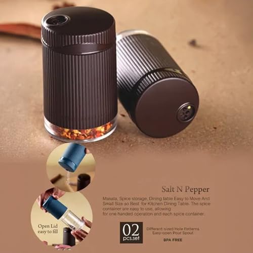 Image of Durble Plastic Salt & Pepper Shaker Set, Easy Pour Sprinklers for Kitchen & Dining Table (2 Pieces)
