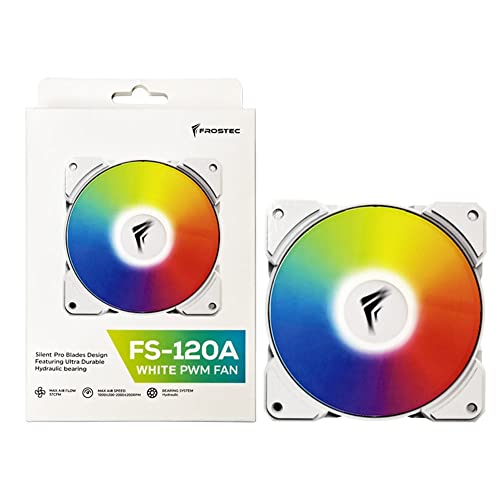 Frostec FS120A ARGB White PWM Fan (Single Fan) with Built in PWM Splitter and ARGB Splitter