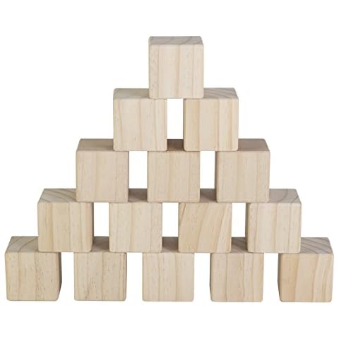 2 Inch Wood Cubes for Crafts - Set of 15 - Large Lightweight Wooden Blocks with Sanded Smooth Surface for Photo Blocks, Crafts, Art Supplies, Puzzle Projects and More - Great Toys for Kids Cover