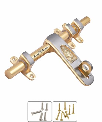 Image of SMART SHOPHAR Door Aldrop Latch Cave Ganesha Brass Aldrop - Tower Bolt Alternative - Main Door Hardware - Cabinet Bolt - - Gold Silver - Weather-Resistant - - Home Security Solid Brass Gold Silve...