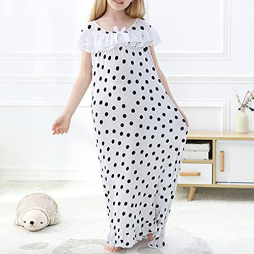 Girls 𝐏ajamas Lace Shoulder 𝐍ightdress Crew Neck Long 𝗦leepwear Soft 𝐏ajama Cute 𝐍ightgowns Clothes2