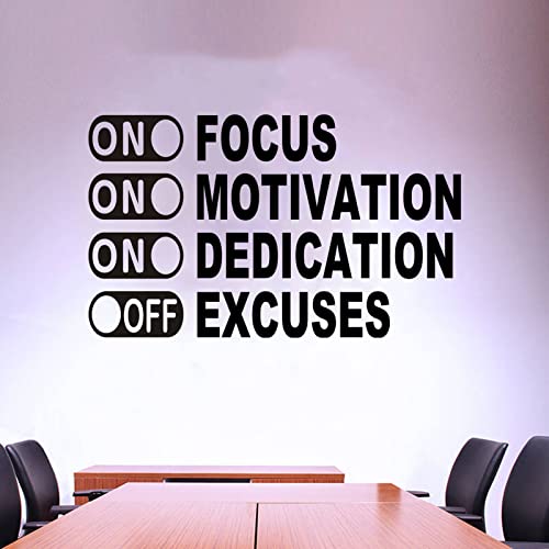 SEATUNE Motivational Wall Decals, Gym Wall Decor, Quotes Inspirational Classroom Office Workout Sport Positive Exercise Home Vinyl Art Stickers On Focus On Motivation On Dedication Off Excuses 20"X12"