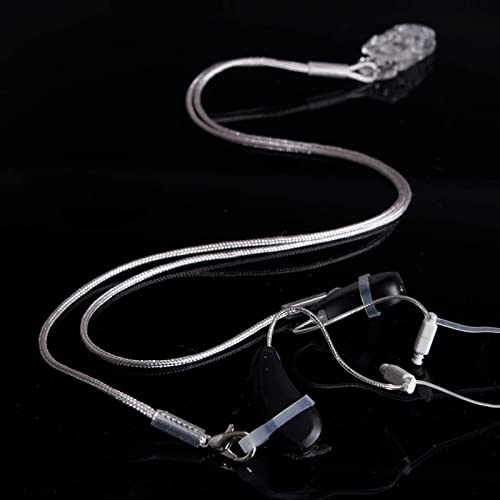 Set of 4 Hearing Aid Clips, Anti-Lost Hearing Aid Lanyard BTE Clip Rope with Silicone Loops & Storage Box, Portable Hearing Protection Accessories for Seniors, Adults, Grey, Binaural, YorkSound