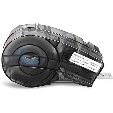 Replacement for Brady Label Tape M21-750-595-WT, All-Weather Vinyl Label Tape 3/4" W 21' L Black on White Compatible with Brady M210, M210-LAB, M211 Printer, for Indoor/Outdoor Equipment Label, 1Pcs Cover