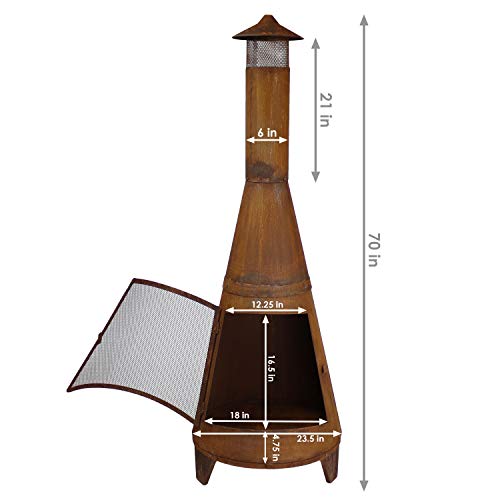 Sunnydaze RCM-504 70-Inch Rustic Heavy-Duty Steel Chiminea thumb #2