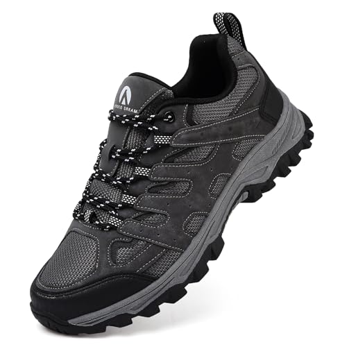 Unitysow Zapatillas de Senderismo para Hombre Zapatillas de Trekking Outdoor Camping Caminar Botas de Montaña Ligeros Transpirable Zapatos de Deporte,Gris,43 EU