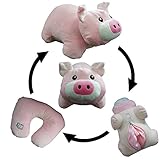 Yzakka Convertible Neck Pillow U Shaped Travel Pillow Stuffed Plush Toy Animal Pig