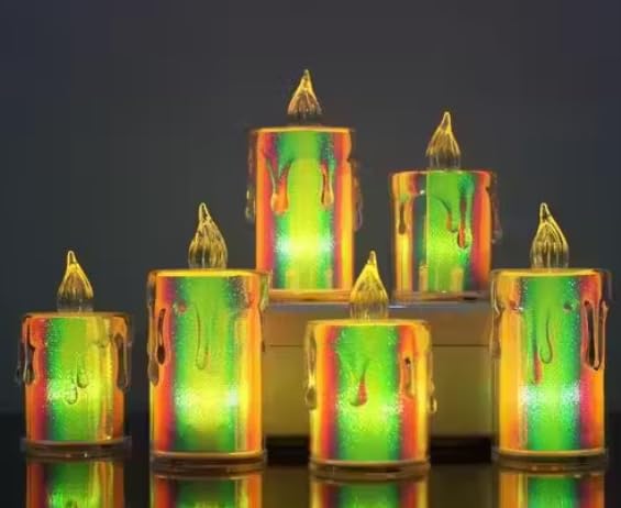 Flameless and Smokeless Decorative Multi Colour Acrylic Candles Led Tea Light Candle Perfect for Home Decor, Gifting,Occasions, Festival Decoration (4.9 cm) (Small) (Small, 12, Count)-image-47