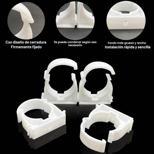 Miniatura 4 de Abrazadera De Tubo 16mm Soporte Tuberia 50pcs Sujecion De Tubo Pvc