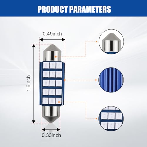 4 bombillas LED 578 azul 6000K 1.6 pulg para auto miniatura 2
