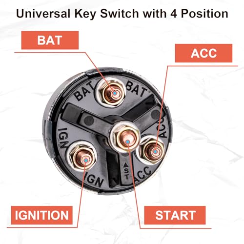 image for Ignition Switch with Key, Siasky 4 Position Universal Key Switch, Star