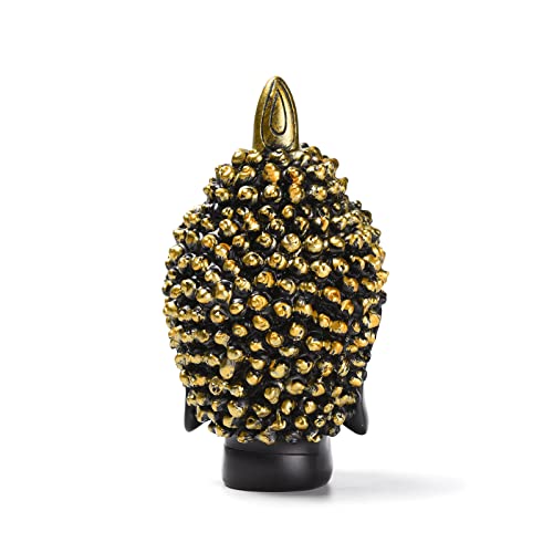 Brabud Resin Buddha Head Statue Buda Figurine Asian Zen Decor Home Office Shop Desk Decoration Black & Gold 5.3'' (H) Tqgjbs228 #TOP4
