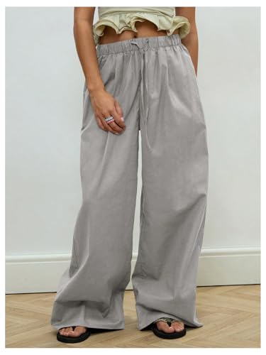 SOLY HUX Women's Wide Leg Linen Pants Drawstring Waist Palazzo Baggy Sweatpants with Pocket2