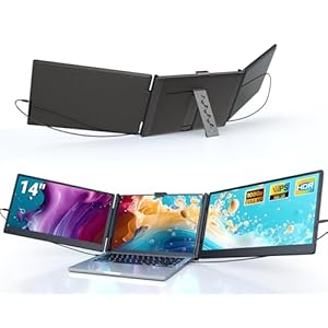 Ygretyrjh Extensor de pantalla para laptop, monitor portátil triple de 14 pulgadas para laptop, monitores extensores de pantalla FHD IPS 1080P para 13 a 17 pulgadas, monitor de viaje para Mac/Windows