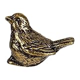 Figurine de moineau en laiton doré - Petit oiseau rétro - Décoration vintage - Sculpture décorative compacte pour la maison, le bureau, une étagère