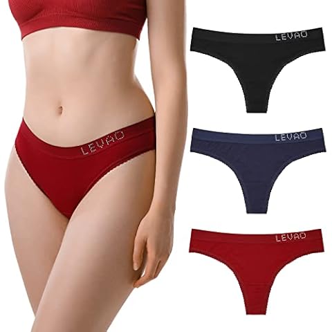 Levao Women's G-String Underwear Modern Cotton Breathable Panties Sexy Underwear Thong for Women Brazilian Multipack, Pack of 3, M Cover