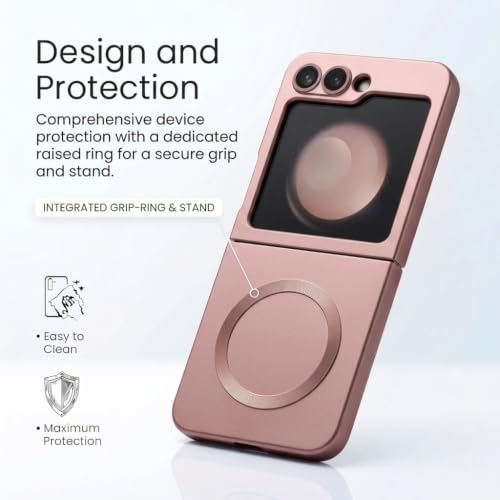 Image of amazon basics Premium Mag-Safe Case for Samsung Galaxy Z Flip 5 5G | Shockproof & Anti-Scratch Cover | Soft Silicone with Wireless Charging | Camera Lens Guard - Rose Gold